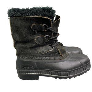 Vintage Sorel Kaufman Winter Suede Boots size 5 Women Black Lace Up Snow